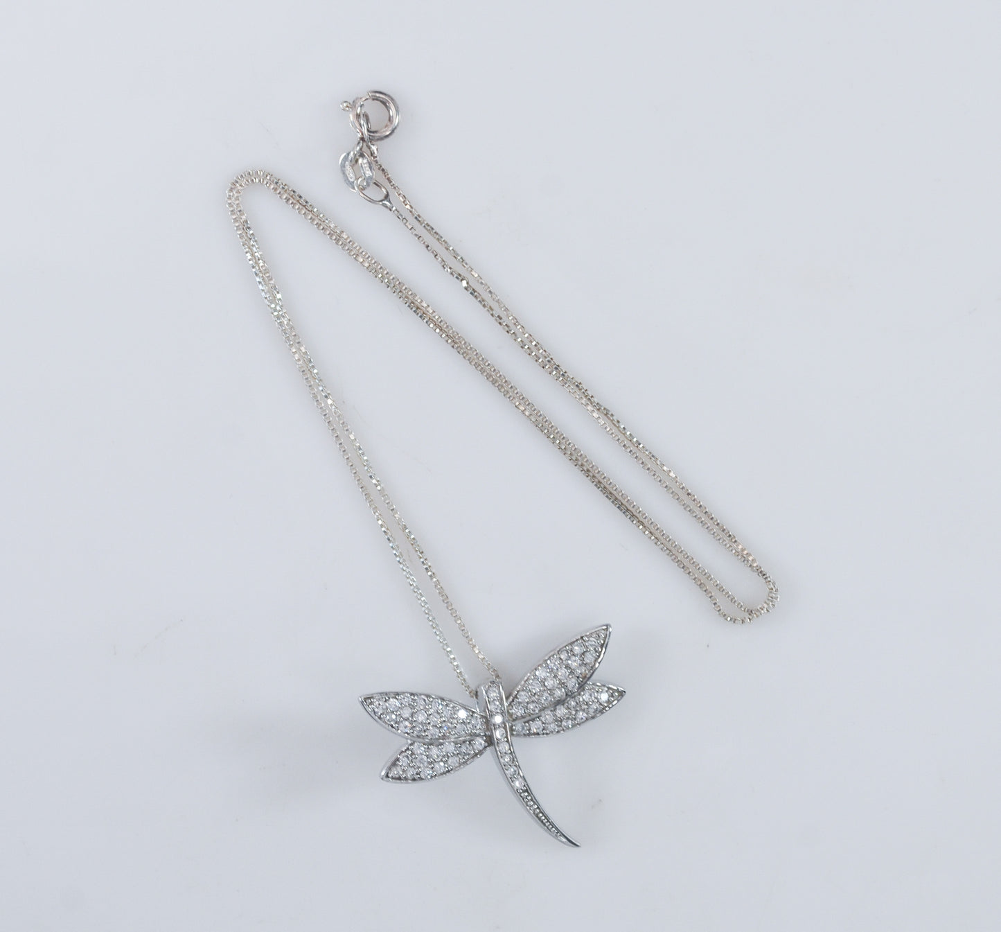 925 Sterling Silver CZ Dragonfly Necklace