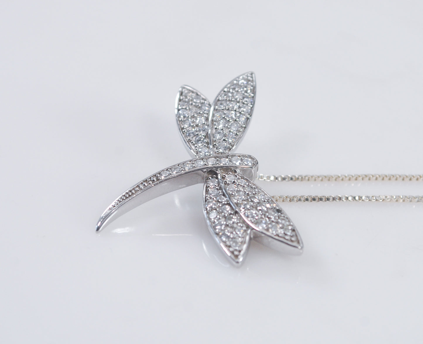 925 Sterling Silver CZ Dragonfly Necklace