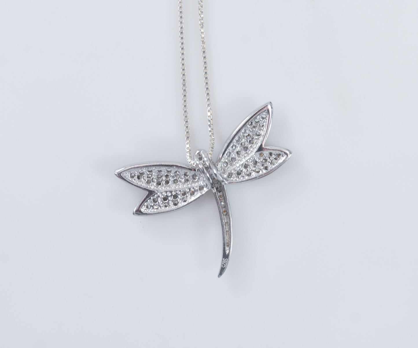 925 Sterling Silver CZ Dragonfly Necklace