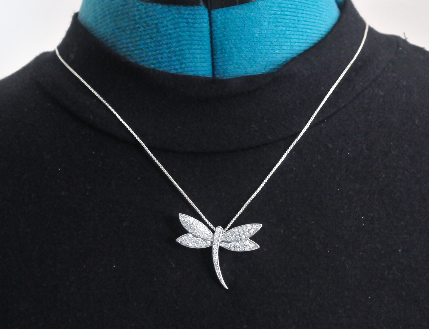 925 Sterling Silver CZ Dragonfly Necklace