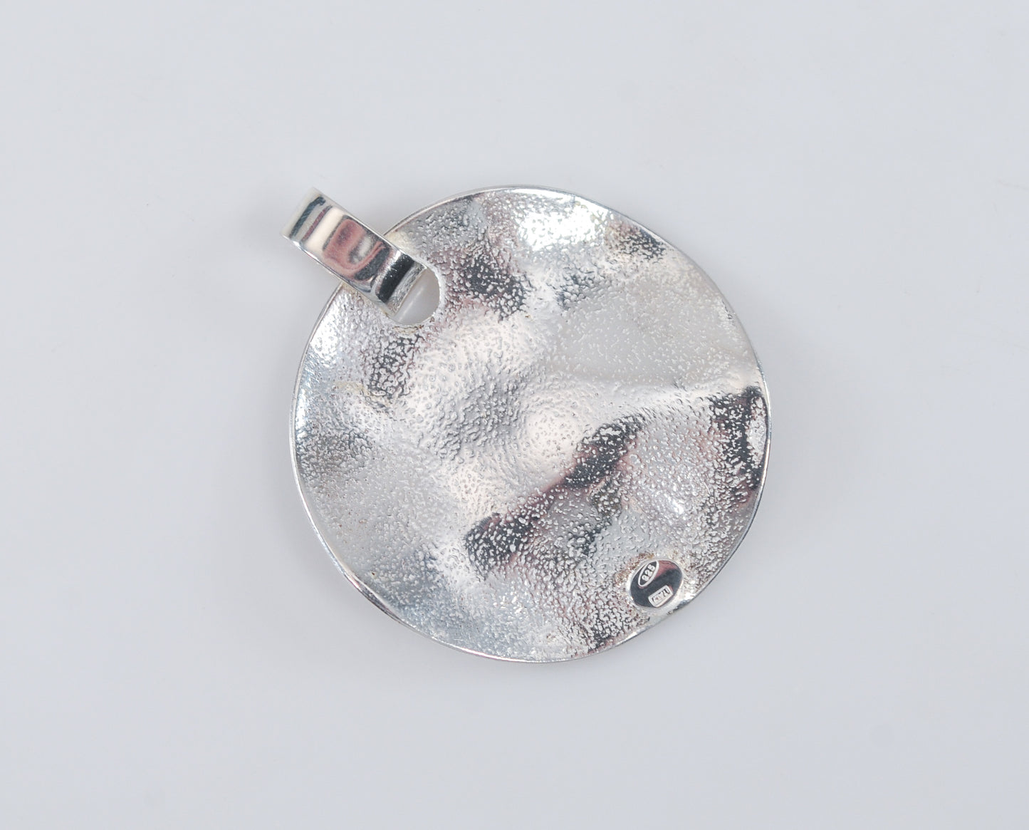 925 Italy Sterling Silver Round Wavy Disc Pendant