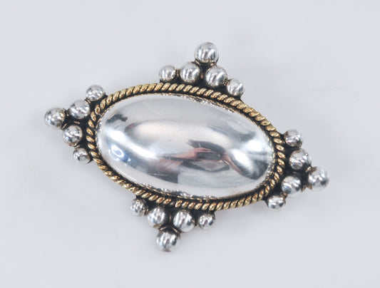 Vintage Taxco Sterling Silver Two Tone Southwestern Brooch Pendant