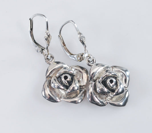 925 Sterling Silver Rose Earrings