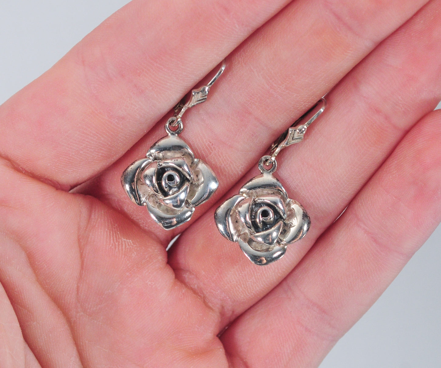 925 Sterling Silver Rose Earrings