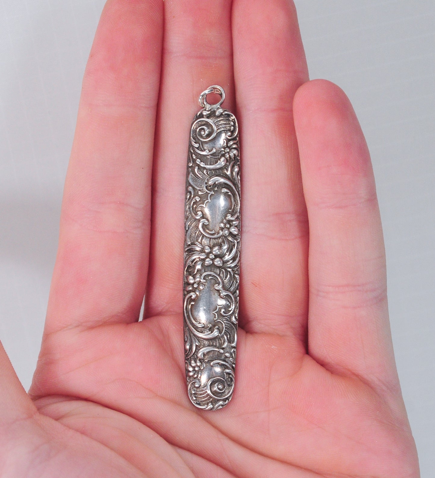 Repurposed Antique Victorian Sterling Silver Sash Slide Pendant