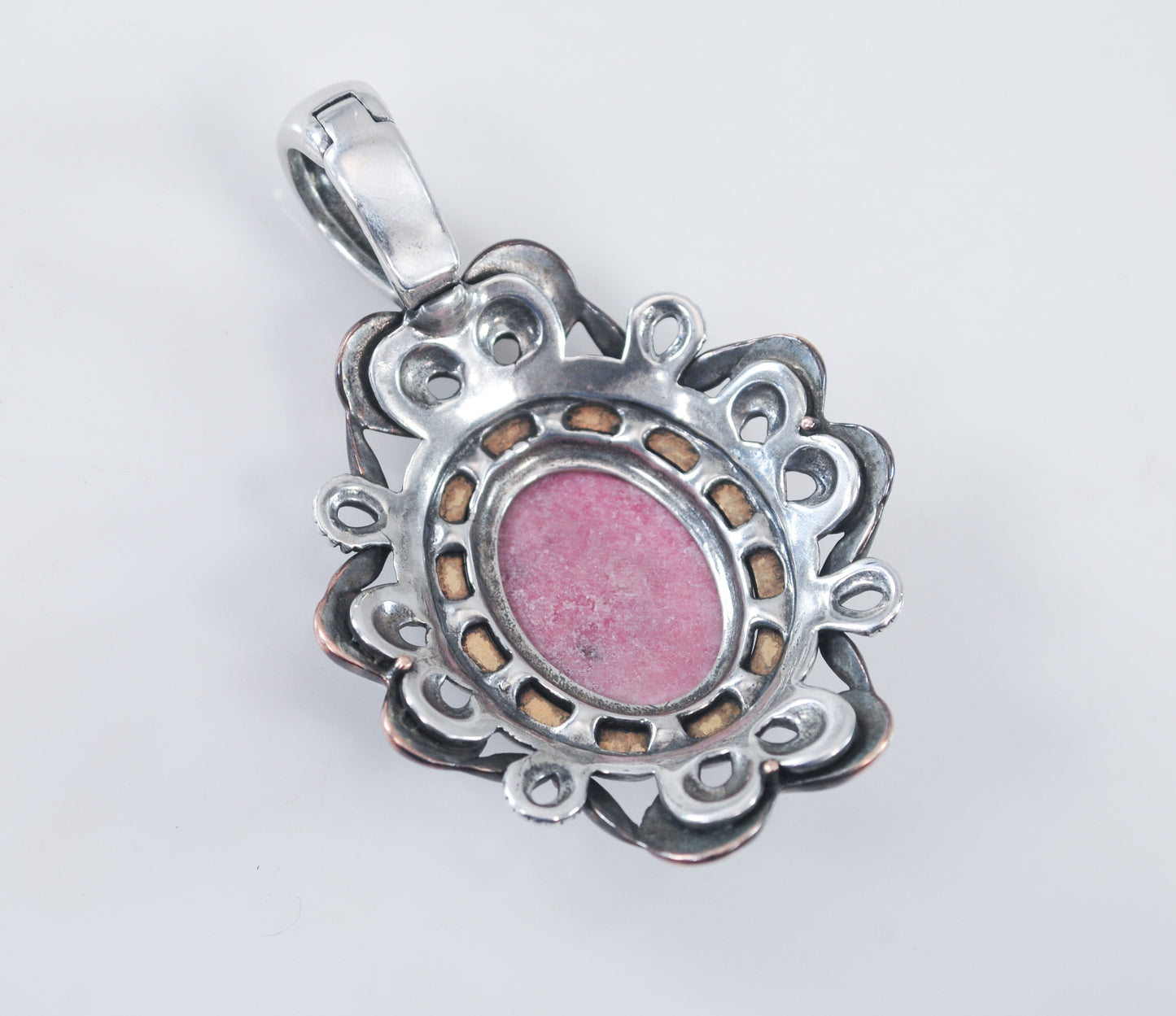 Carolyn Pollack Sterling Silver Brass Copper Rhodonite Enhancer Pendant