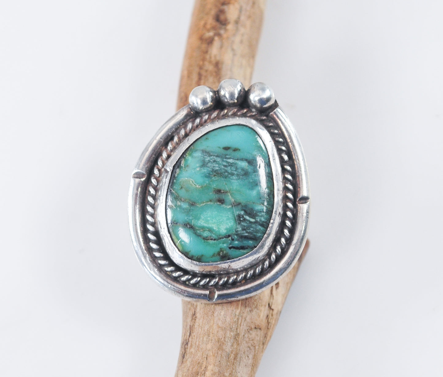 Signed Navajo Sterling Silver Turquoise Ring