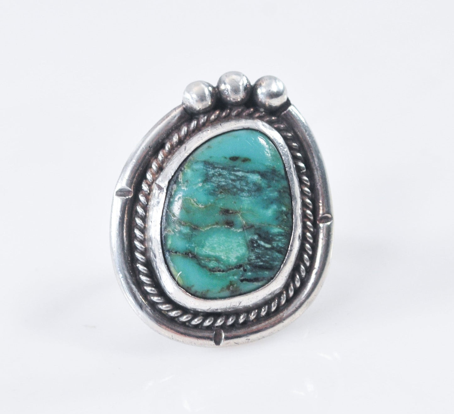 Signed Navajo Sterling Silver Turquoise Ring