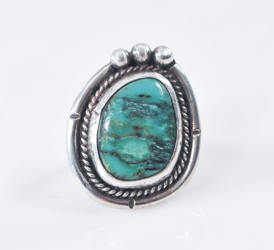 Signed Navajo Sterling Silver Turquoise Ring