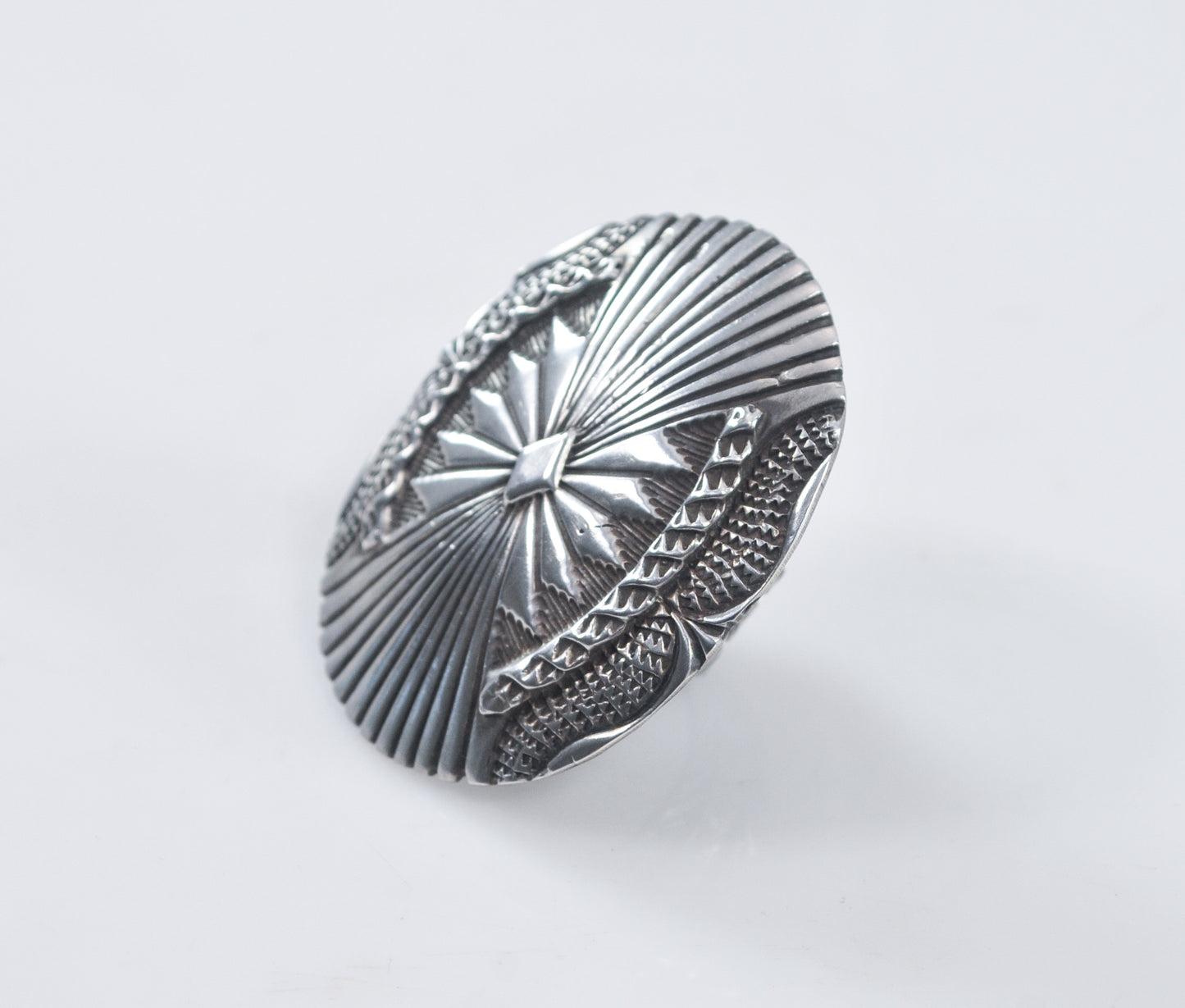 Huge Navajo Sterling Silver Concho Ring