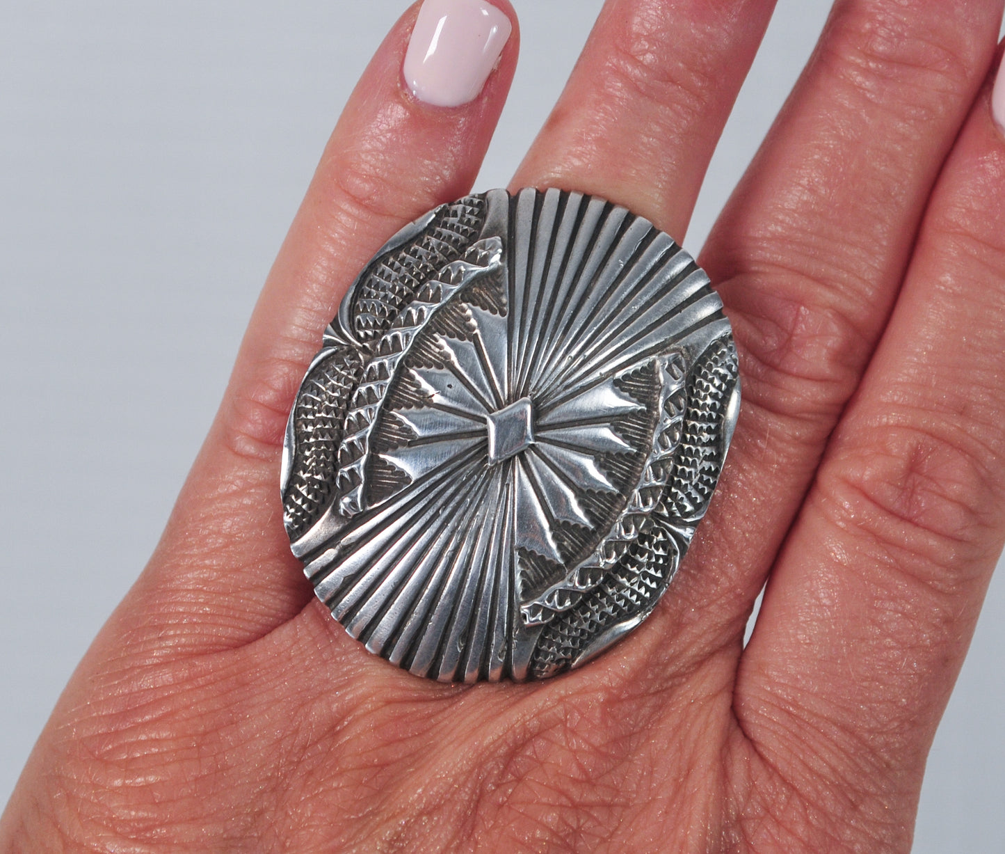 Huge Navajo Sterling Silver Concho Ring