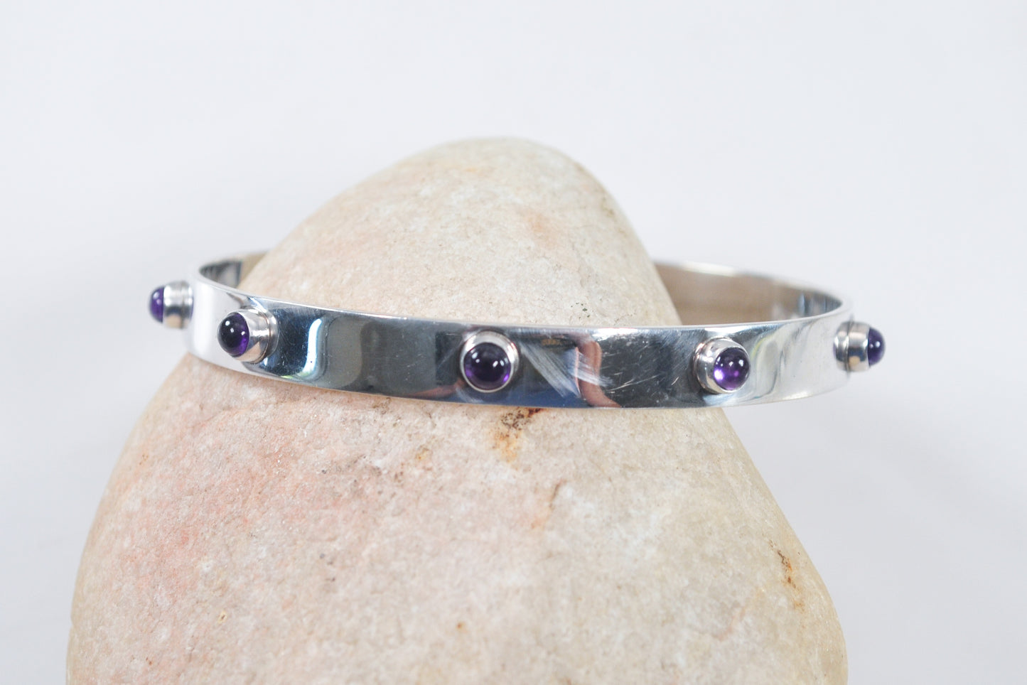 Sterling Silver Amethyst Bangle Bracelet