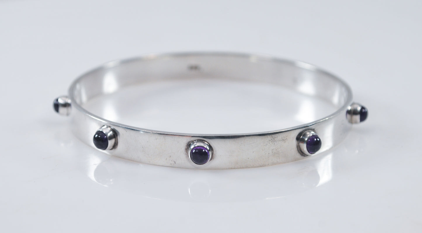 Sterling Silver Amethyst Bangle Bracelet