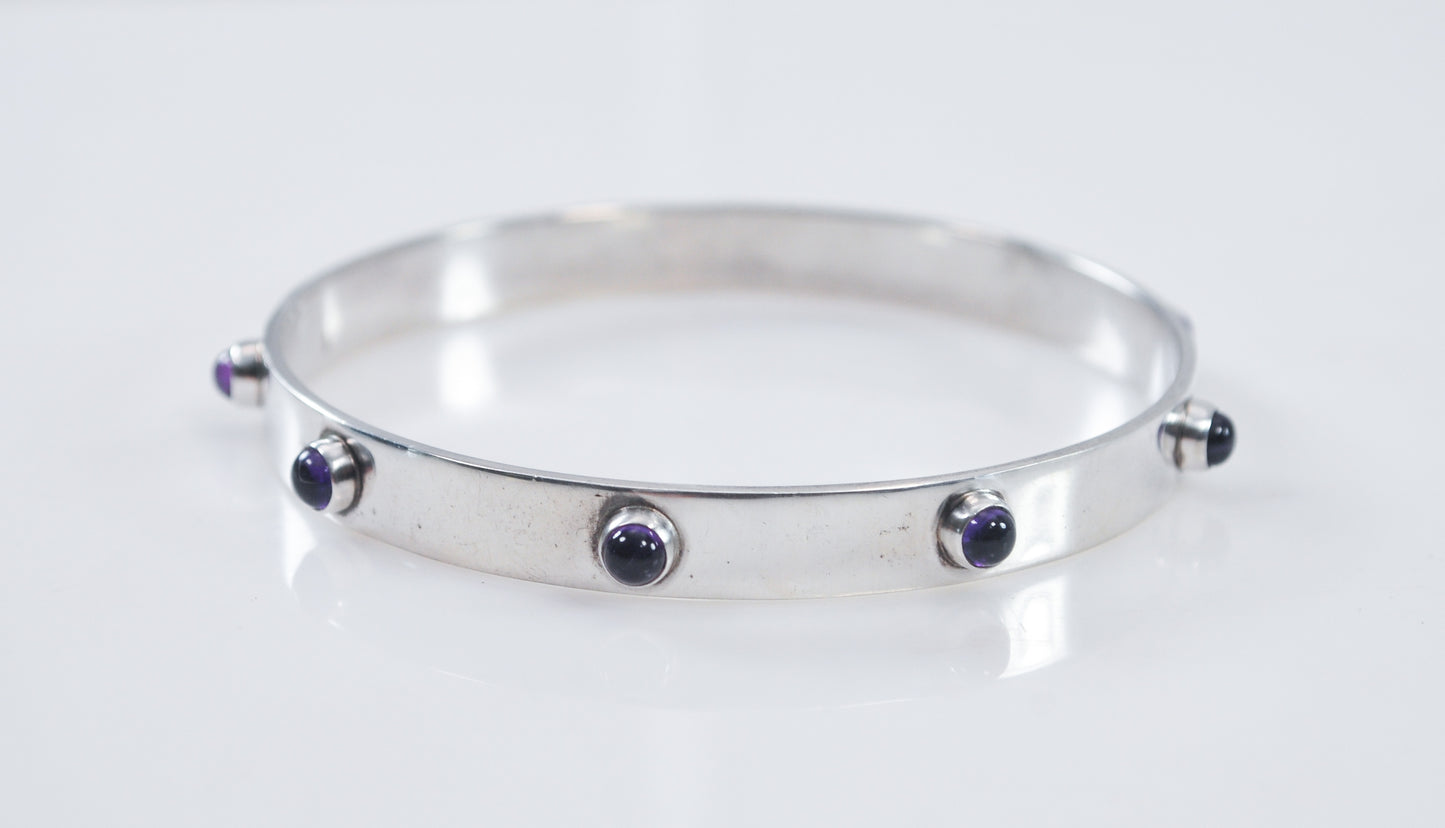 Sterling Silver Amethyst Bangle Bracelet