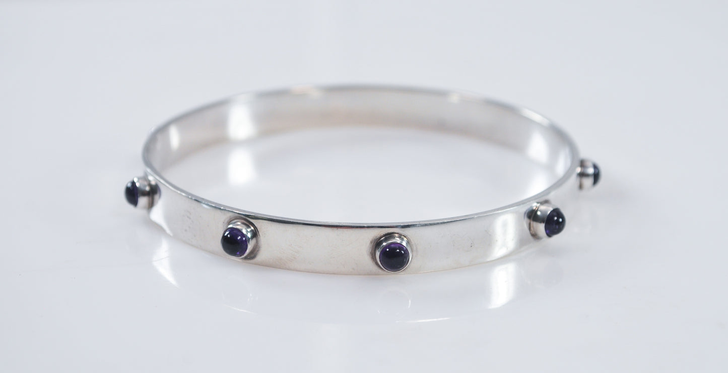 Sterling Silver Amethyst Bangle Bracelet