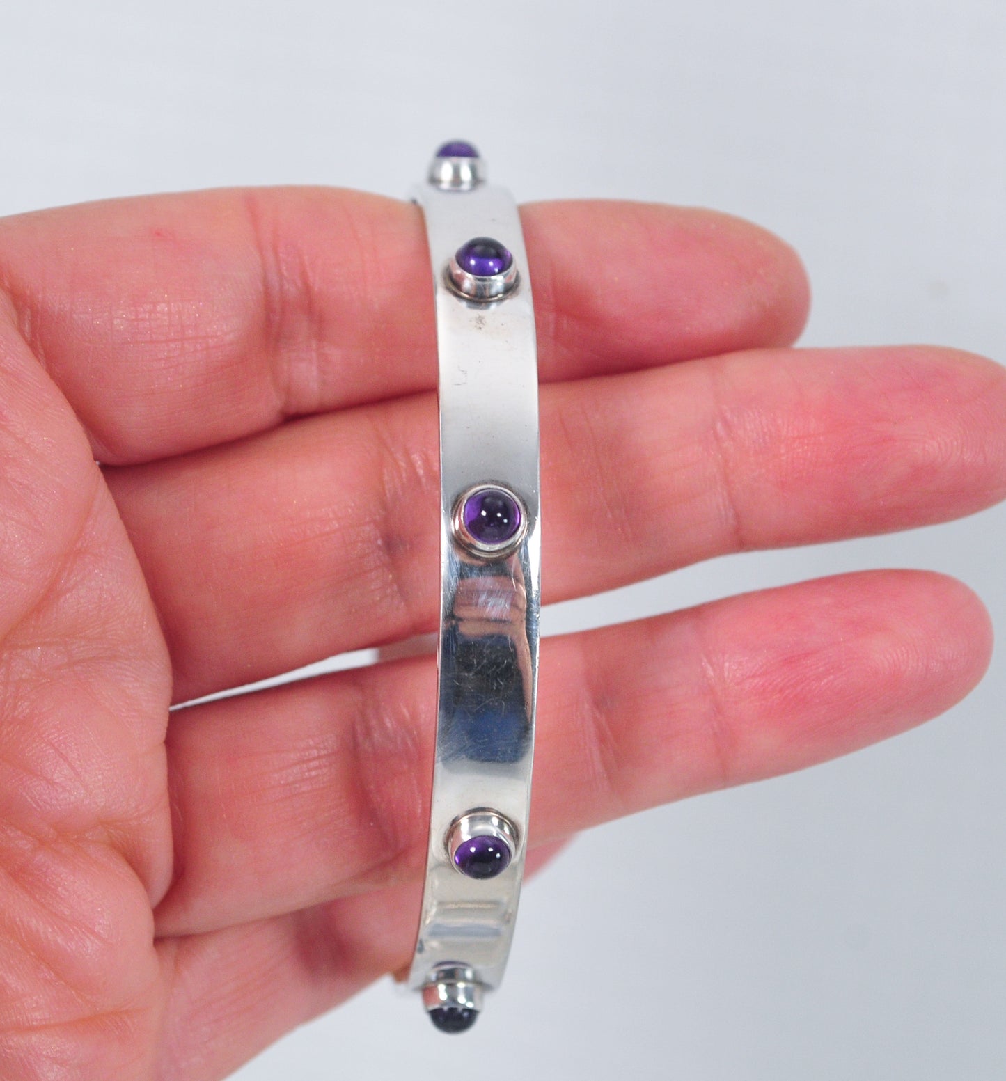 Sterling Silver Amethyst Bangle Bracelet