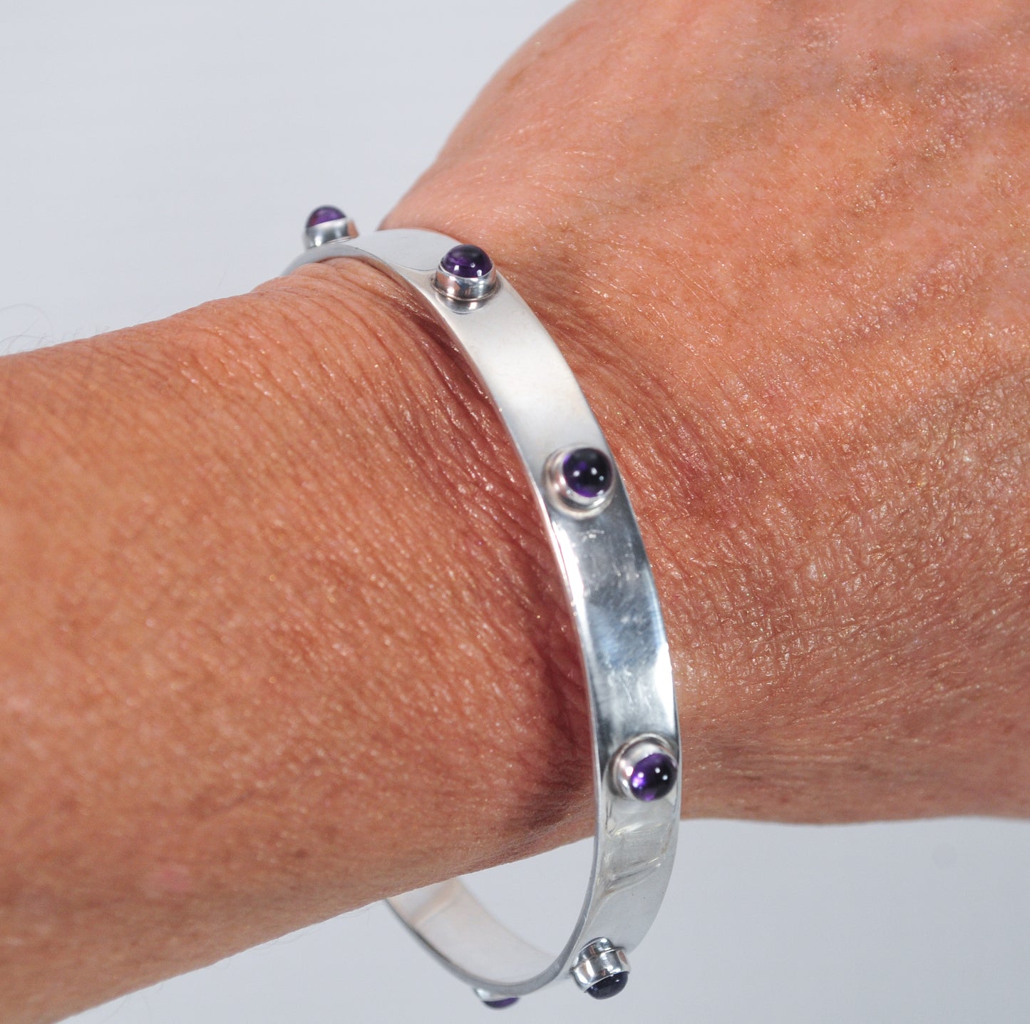 Sterling Silver Amethyst Bangle Bracelet