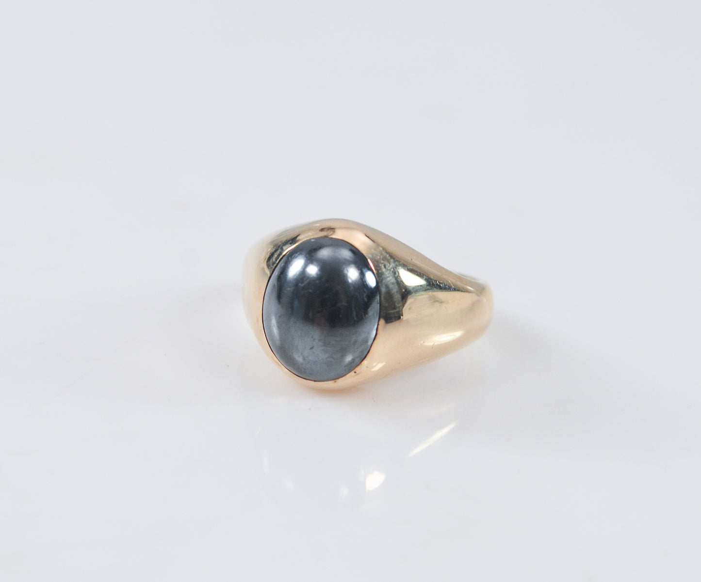 Heavy Vintage 10K Gold Hematite Ring