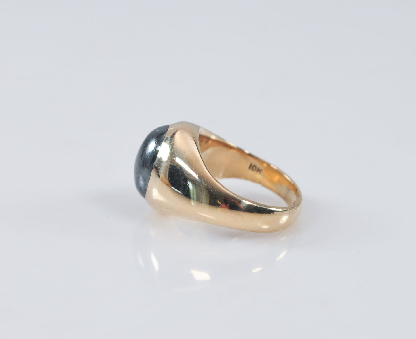 Heavy Vintage 10K Gold Hematite Ring