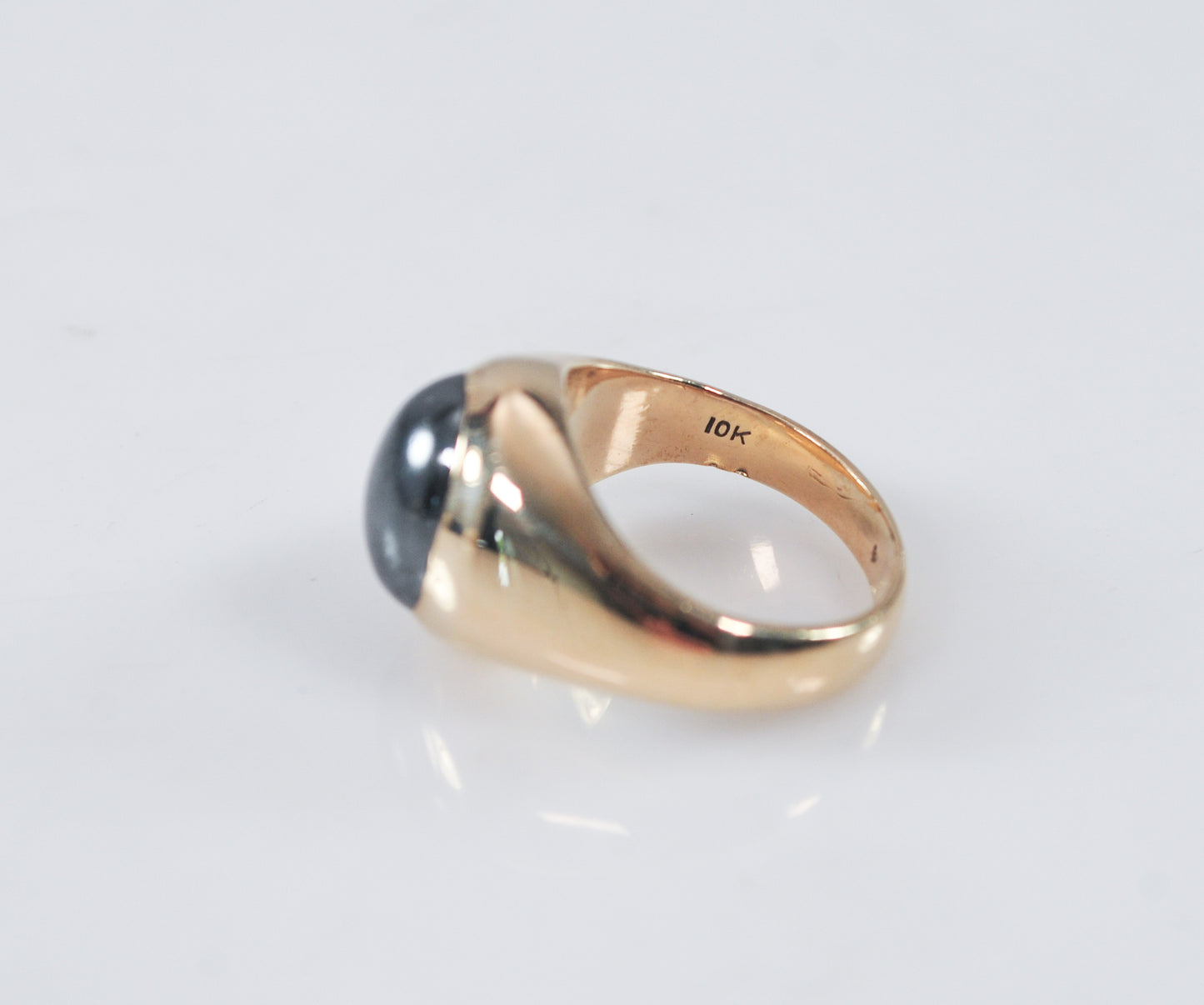 Heavy Vintage 10K Gold Hematite Ring