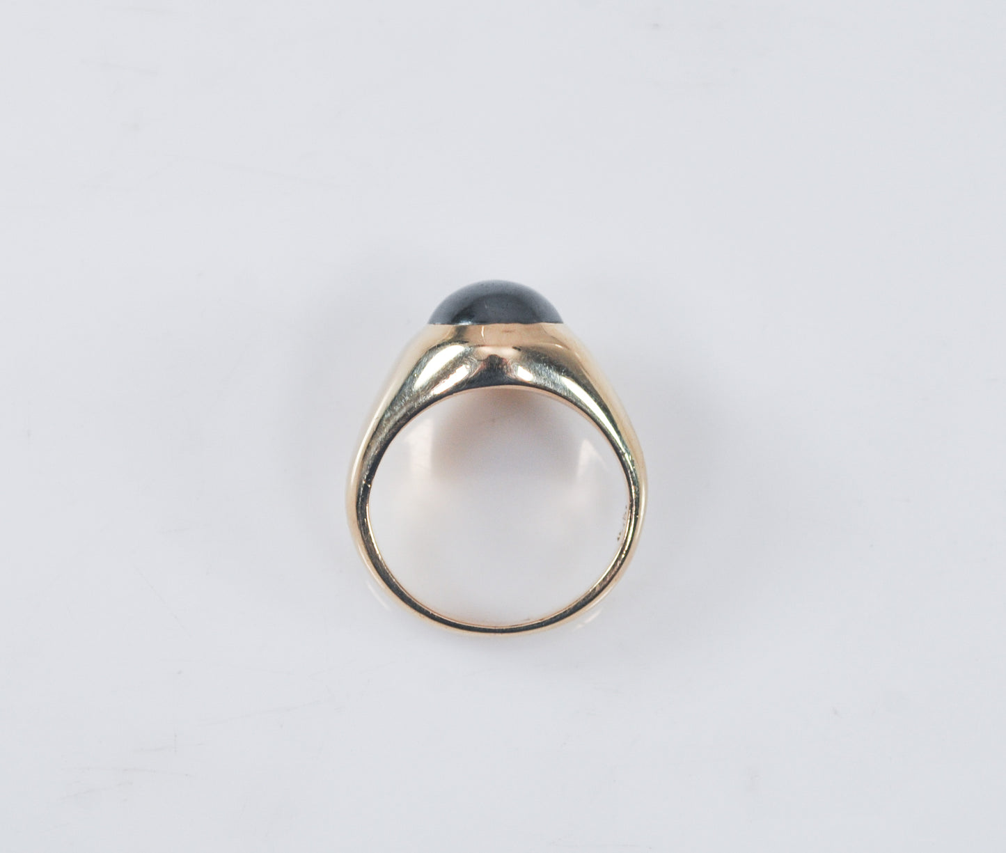 Heavy Vintage 10K Gold Hematite Ring