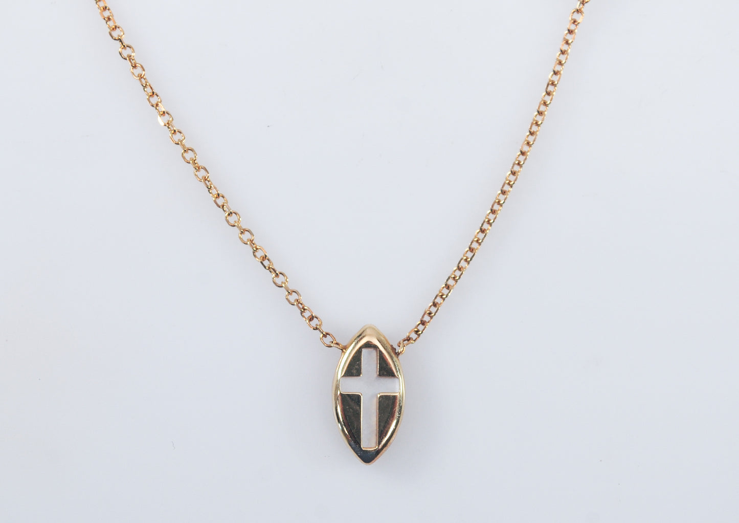 14K Rose Gold Greek Evil Eye Cross Necklace