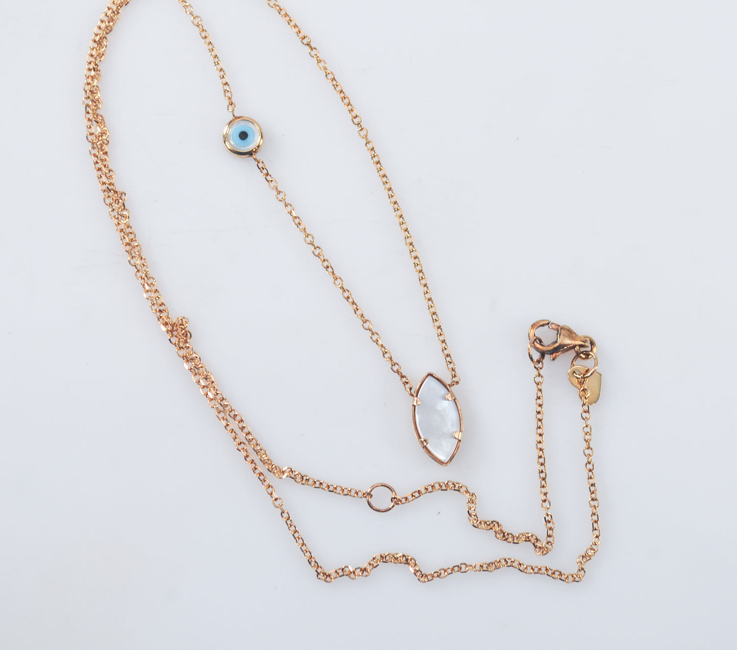 14K Rose Gold Greek Evil Eye Cross Necklace