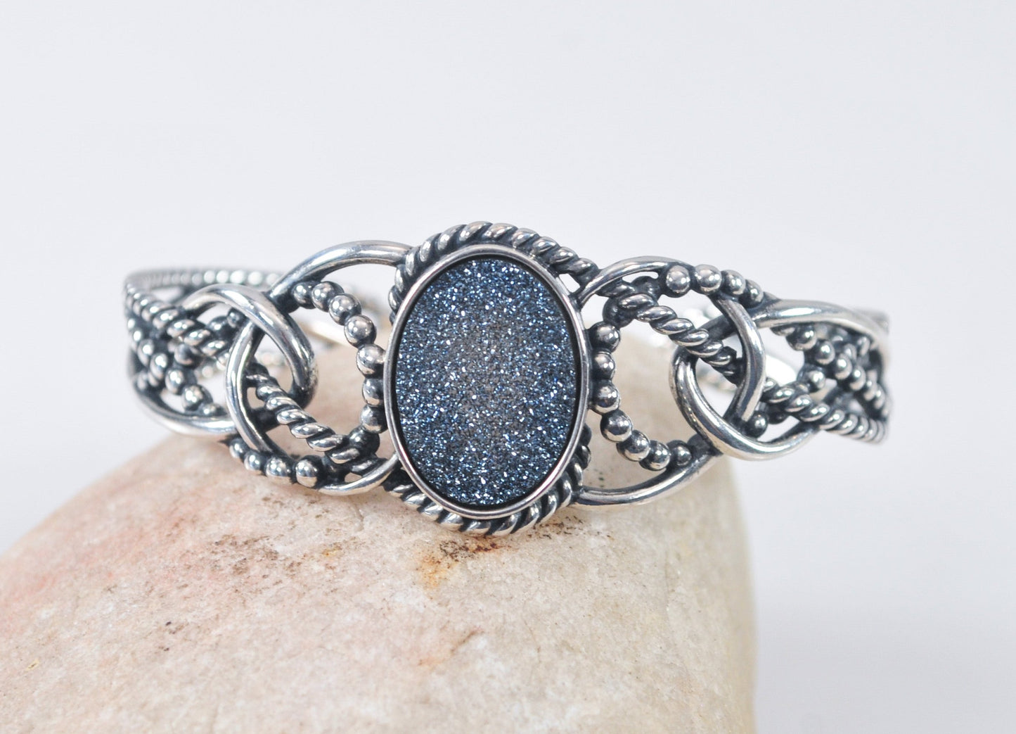 Carolyn Pollack Sterling Silver Druzy Cuff Bracelet