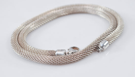 5mm Sterling Silver Round Hollow Mesh Necklace