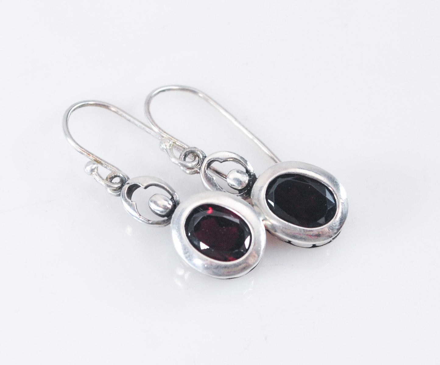 Designer Sterling Silver Garnet Earrings