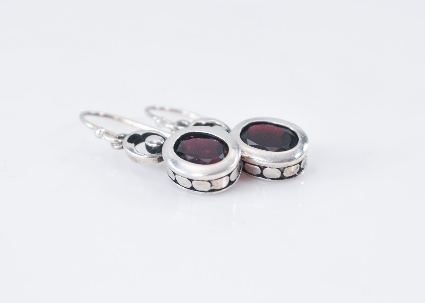 Designer Sterling Silver Garnet Earrings