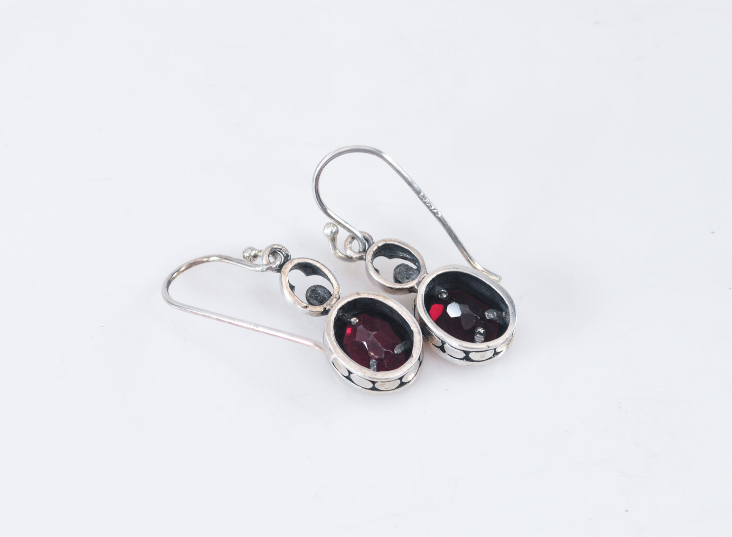 Designer Sterling Silver Garnet Earrings