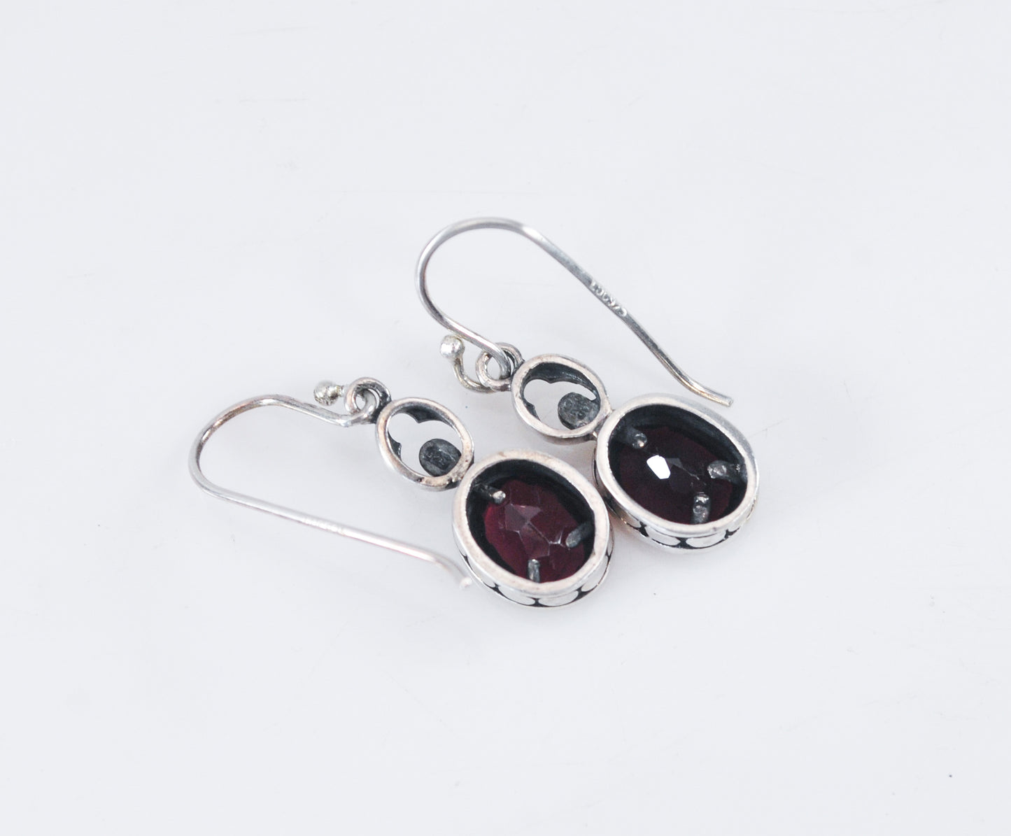 Designer Sterling Silver Garnet Earrings