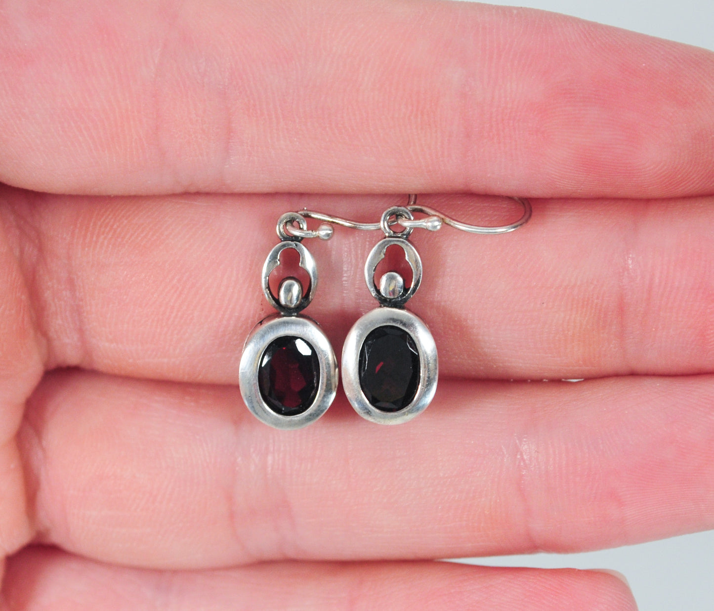 Designer Sterling Silver Garnet Earrings