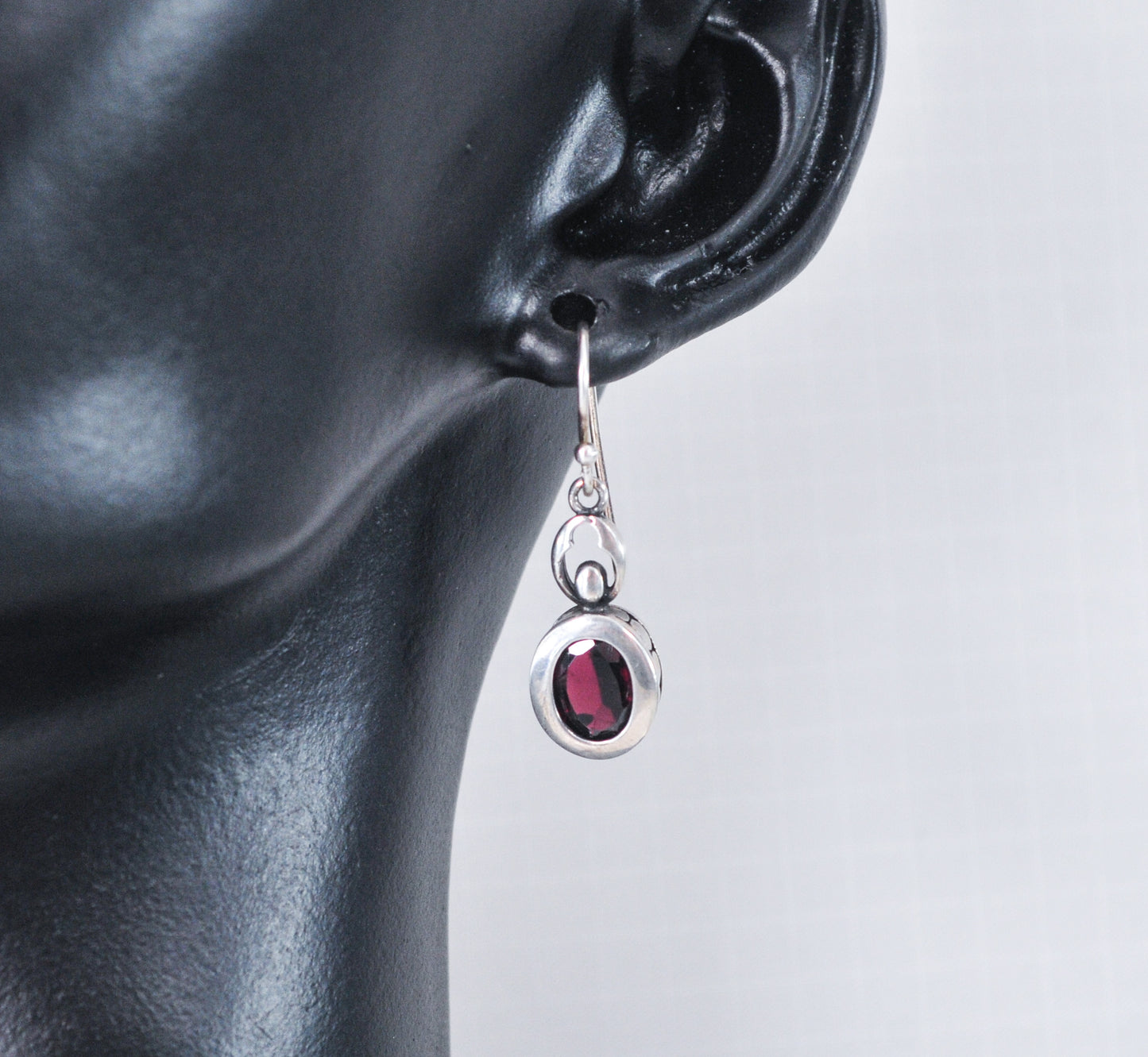 Designer Sterling Silver Garnet Earrings