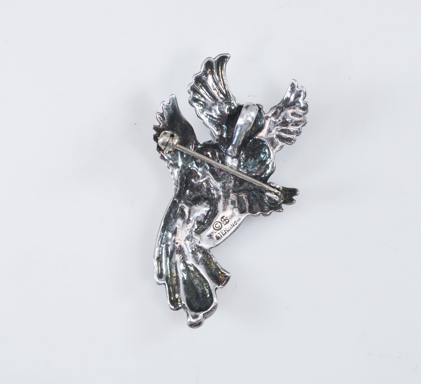 Shube Sterling Silver Double Angel Brooch Pendant