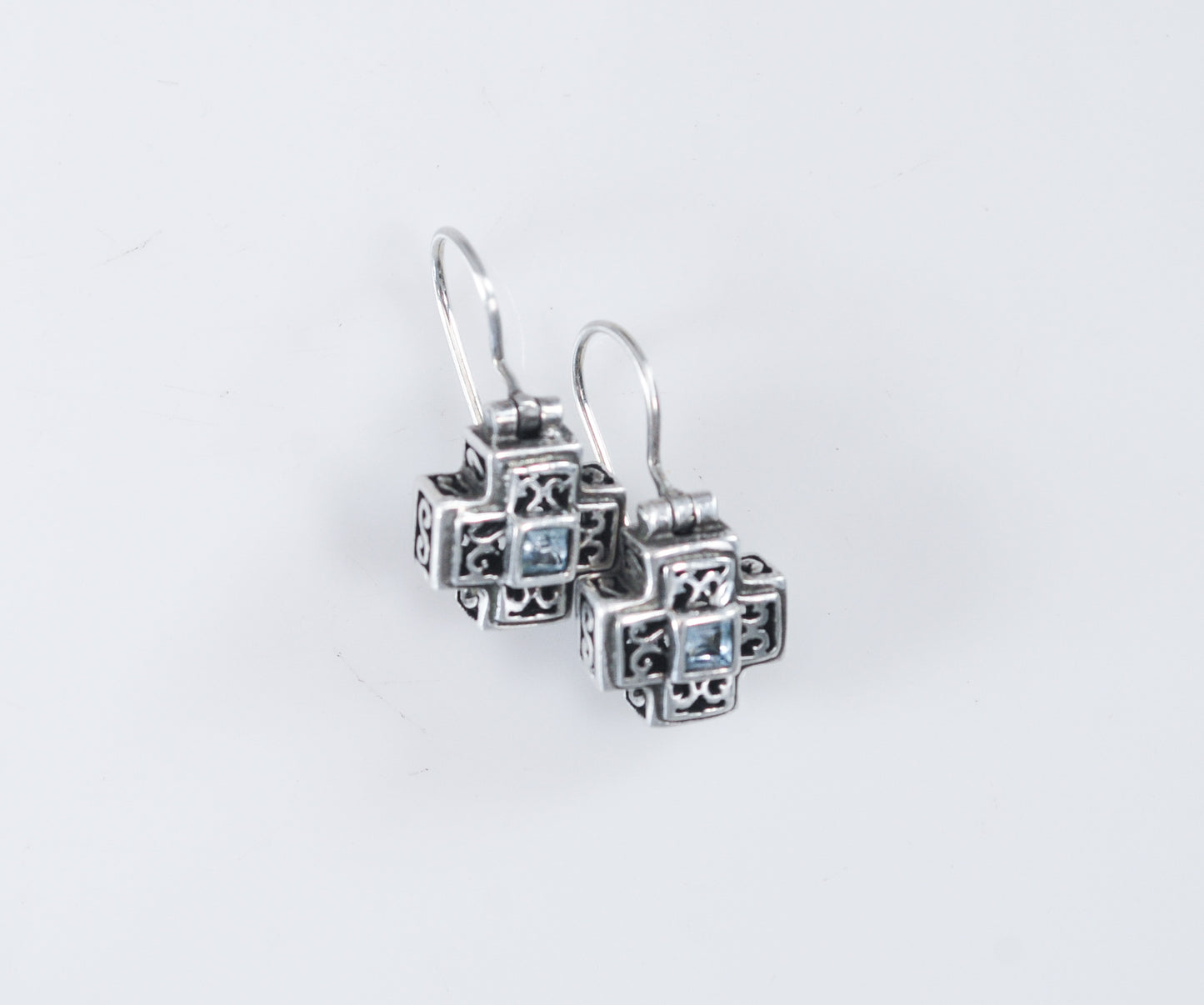 Small Sterling Silver Square Cross Earrings