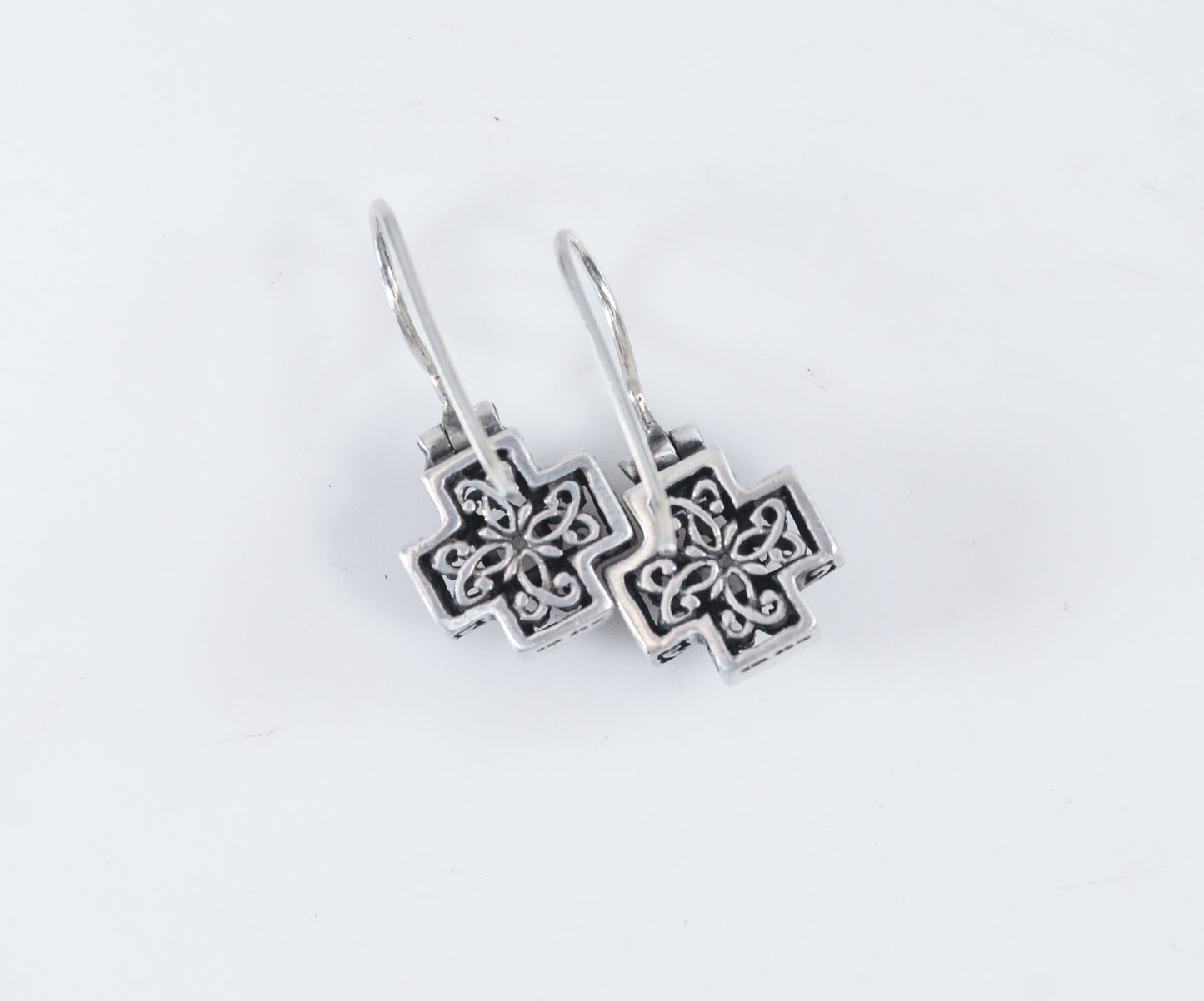 Small Sterling Silver Square Cross Earrings