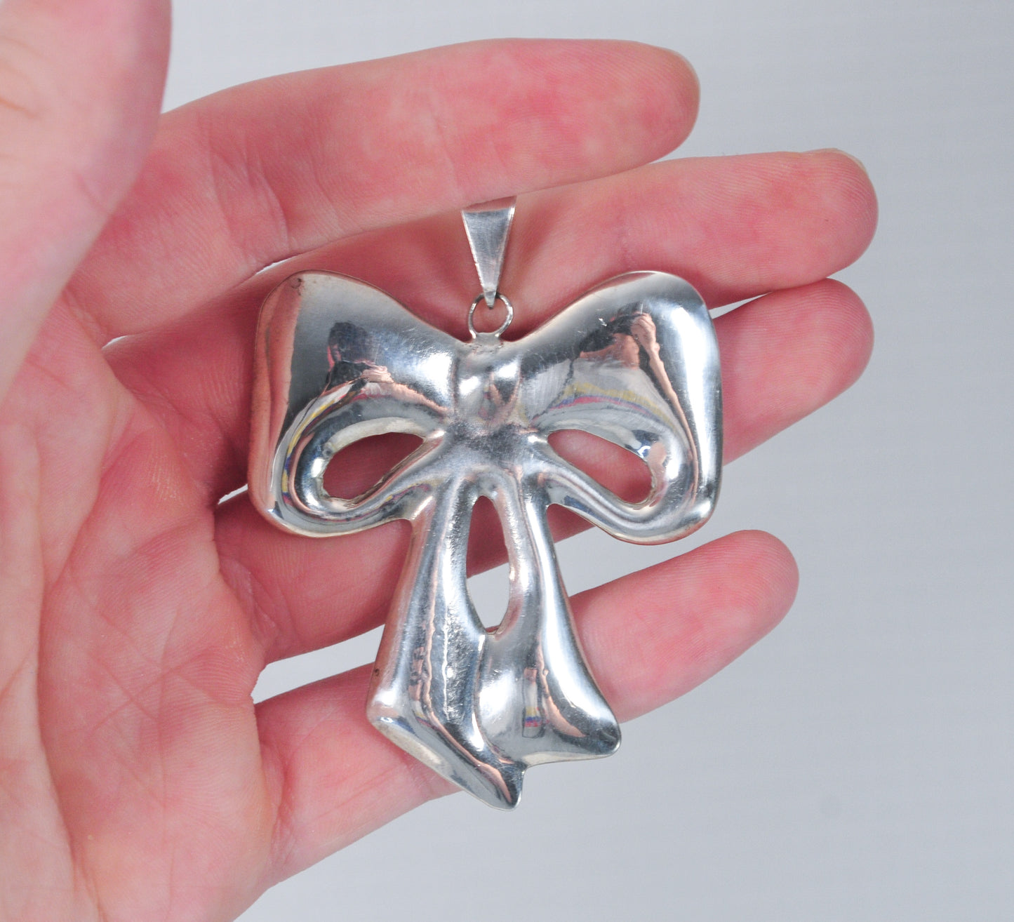 Vintage Taxco Sterling Silver Bow Pendant