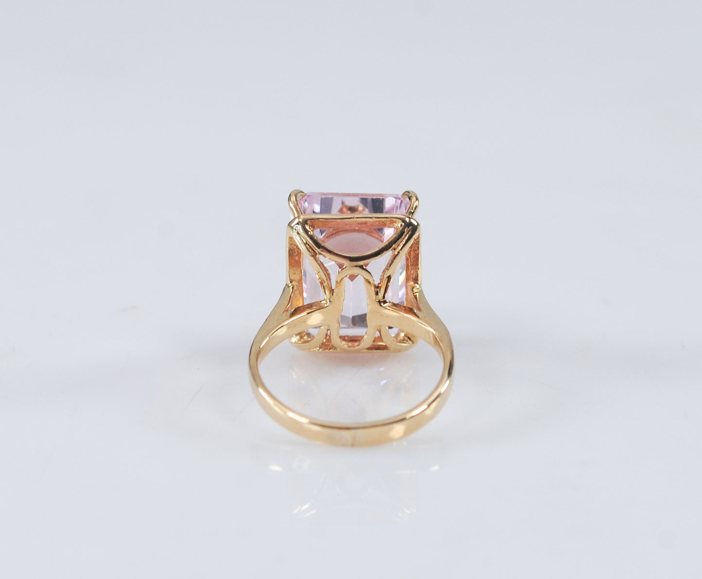 14K Gold Emerald Cut Pink Ice Ring