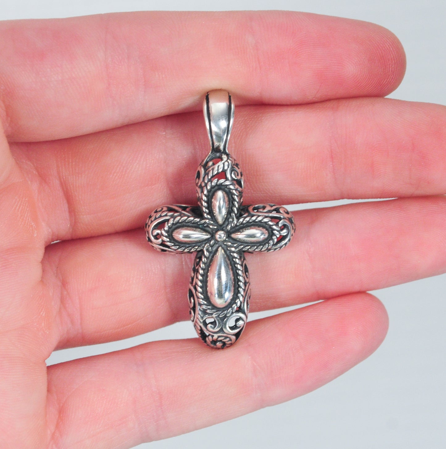 Relios Carolyn Pollack Sterling Silver Southwestern Cross Enhancer Pendant