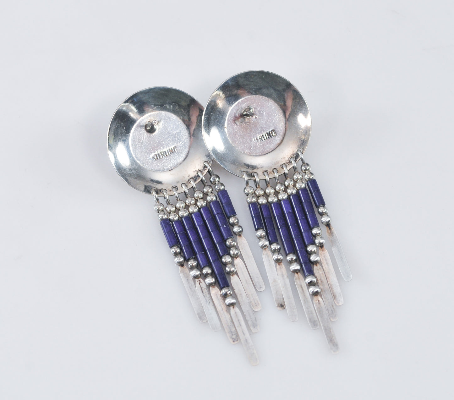 Native American Sterling Silver Sugilite Fringe Earrings