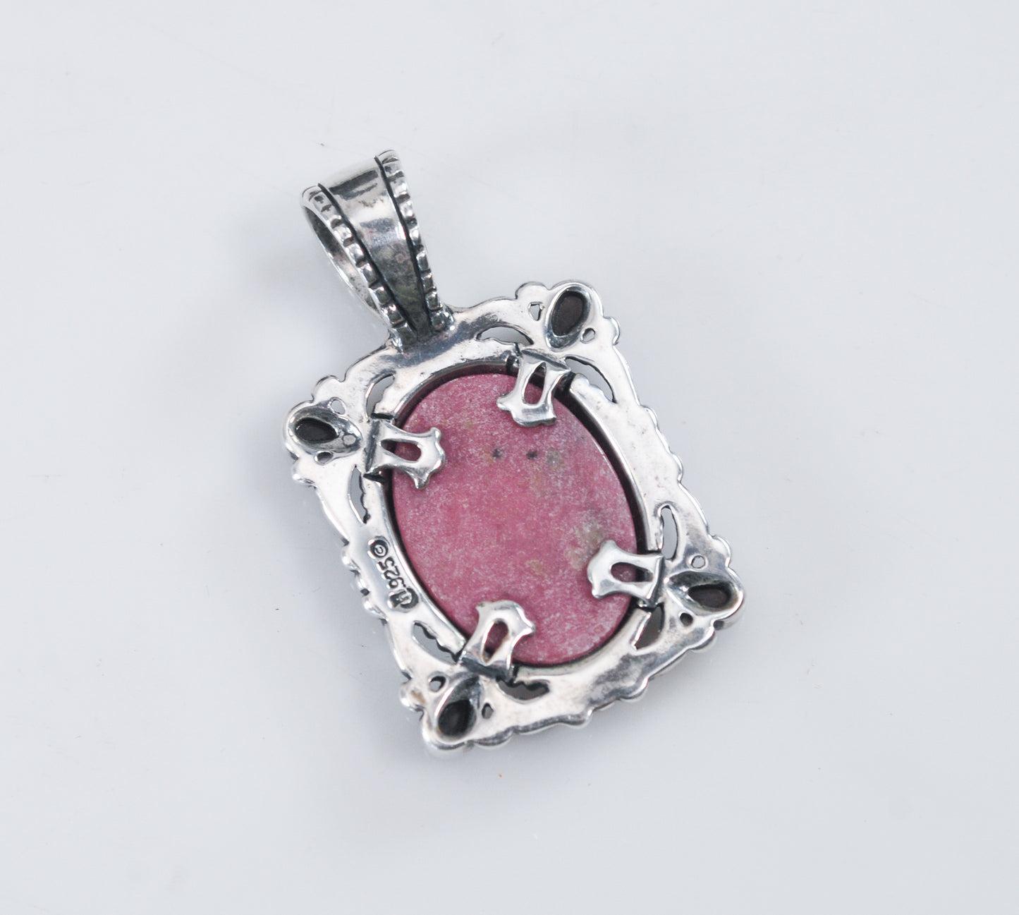 Carolyn Pollack Sterling Silver Rhodonite Smoky Quartz Pendant