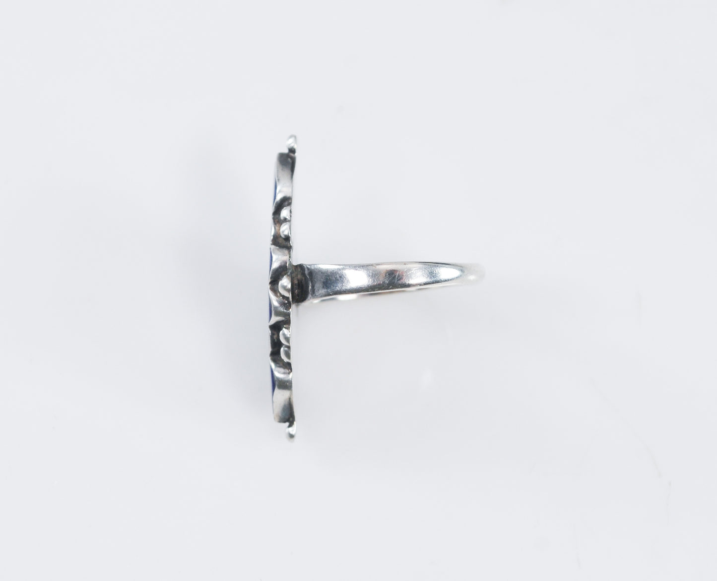 Signed Zuni Sterling Silver Lapis Inlay Ring