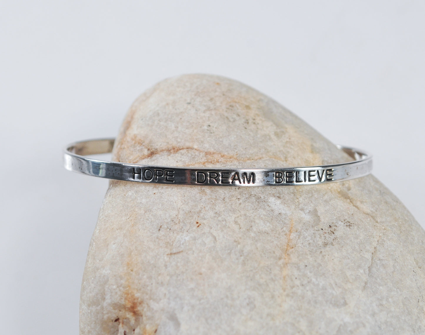 Sterling Silver Hope Dream Believe Cuff Bracelet