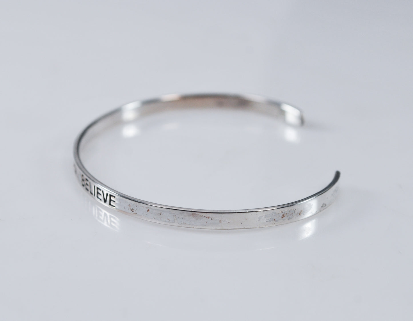 Sterling Silver Hope Dream Believe Cuff Bracelet