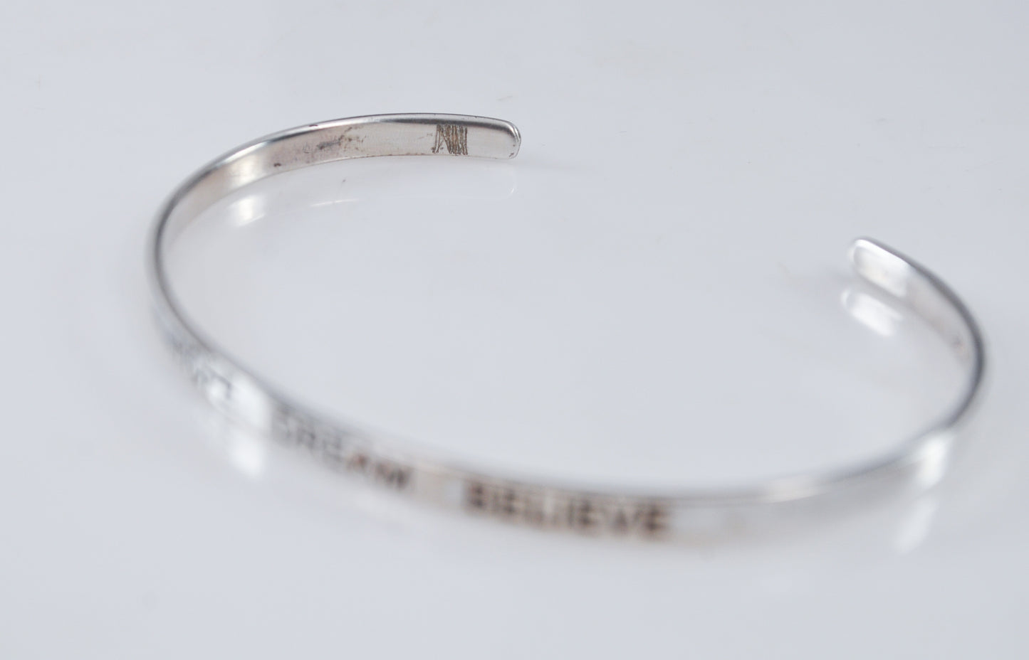 Sterling Silver Hope Dream Believe Cuff Bracelet