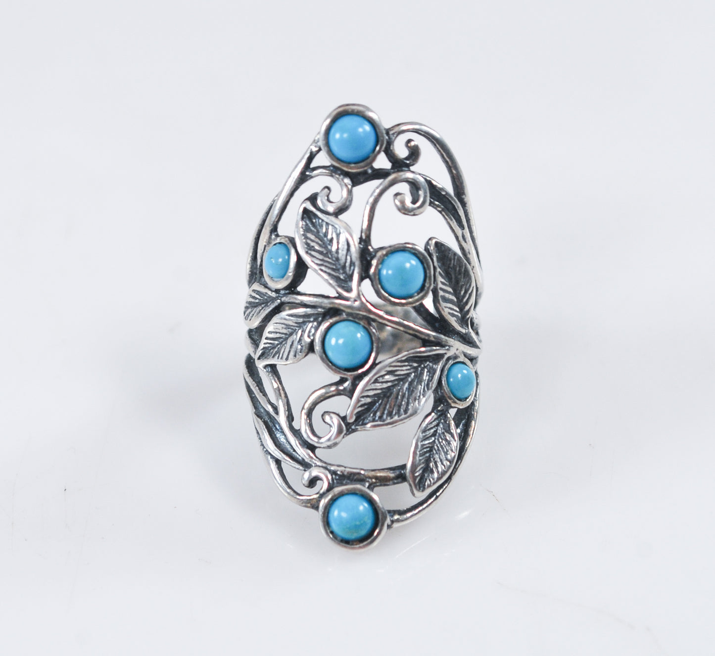 Or PAZ Creations Sterling Silver Turquoise Leaf Ring