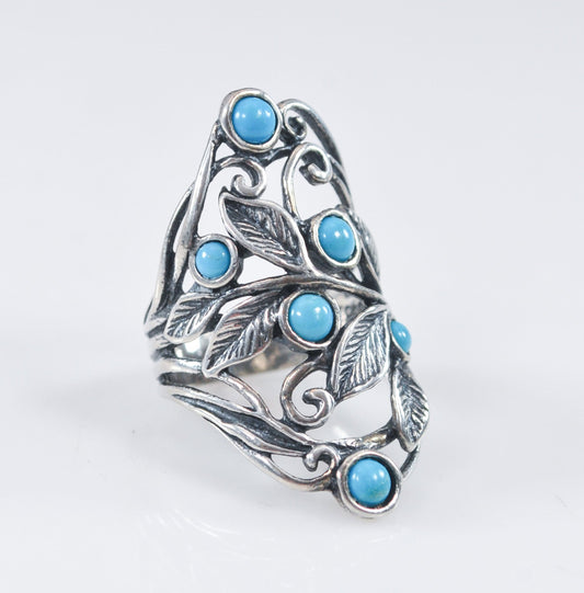 Or PAZ Creations Sterling Silver Turquoise Leaf Ring