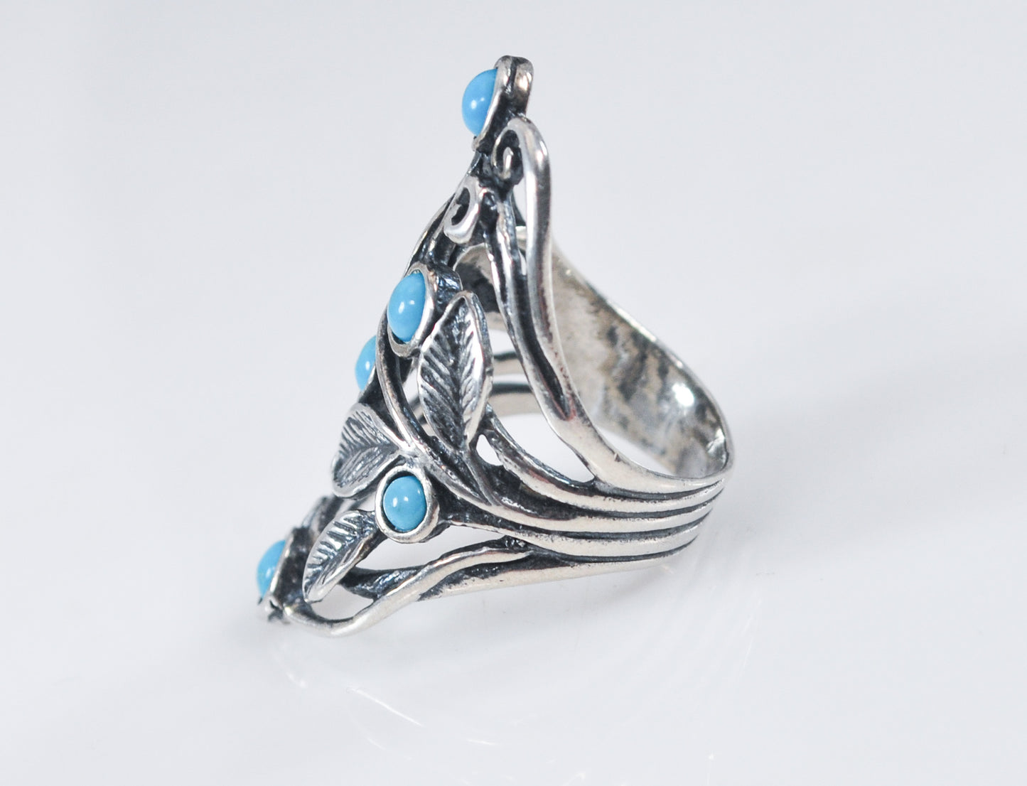 Or PAZ Creations Sterling Silver Turquoise Leaf Ring